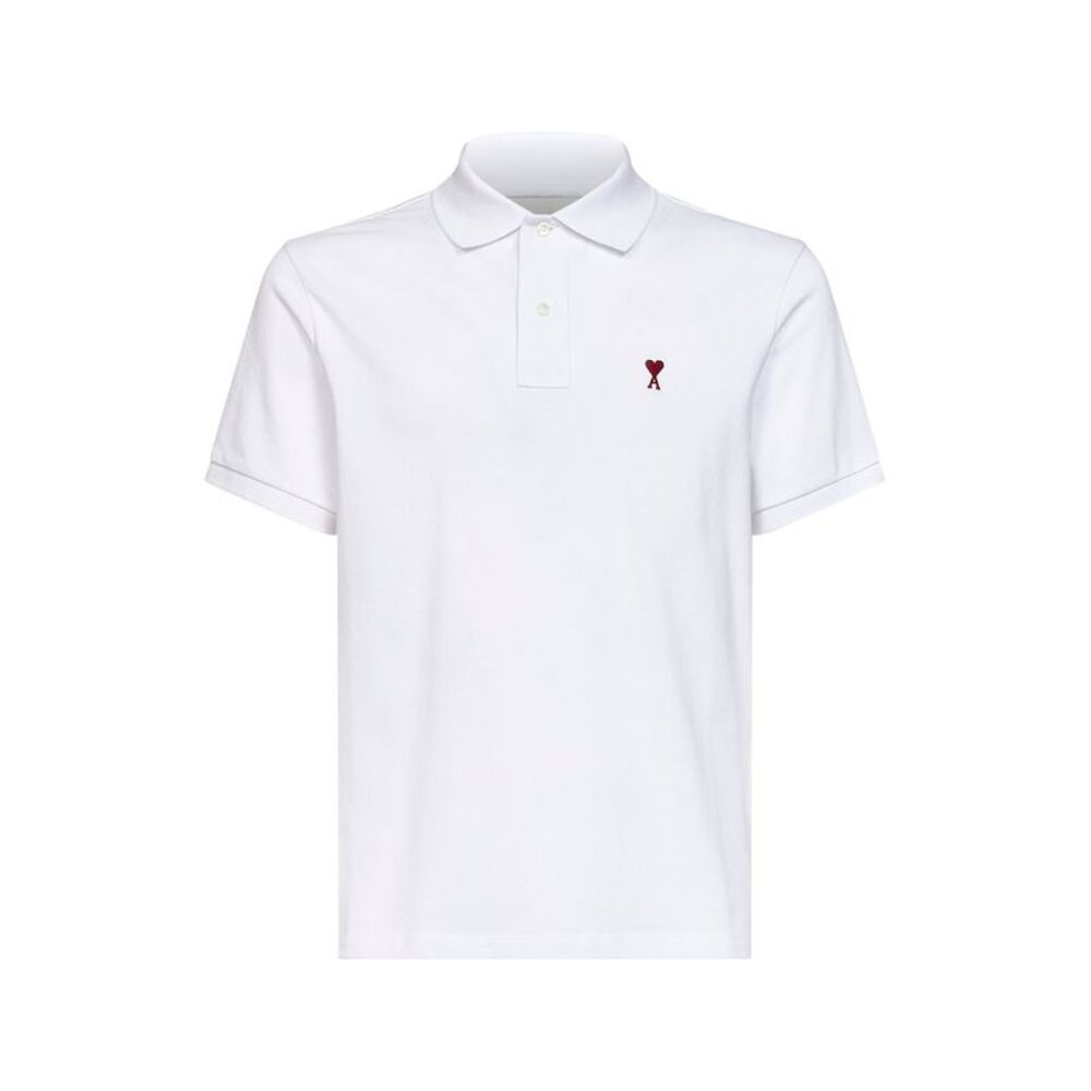 Ami Paris Men White Cotton Piqué Ami De Cœur Polo Shirt